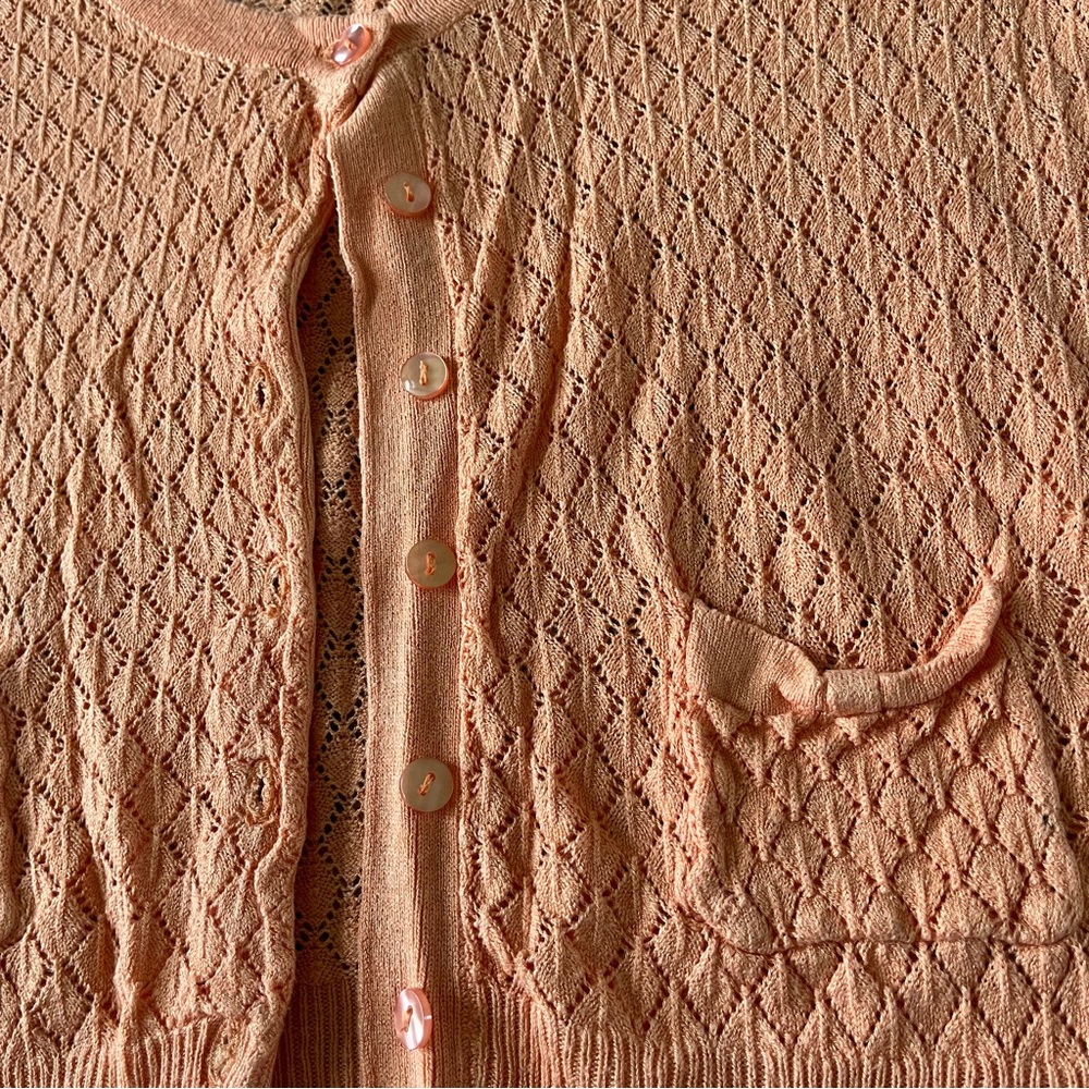 Vintage Orange Crochet Cardigan - Picture 2 of 3